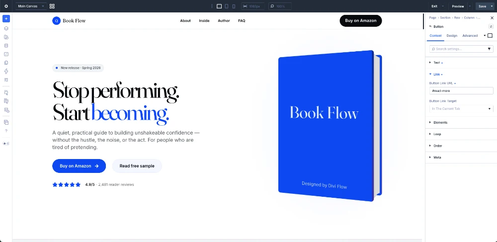 Publish Divi 5 Book Landing Page