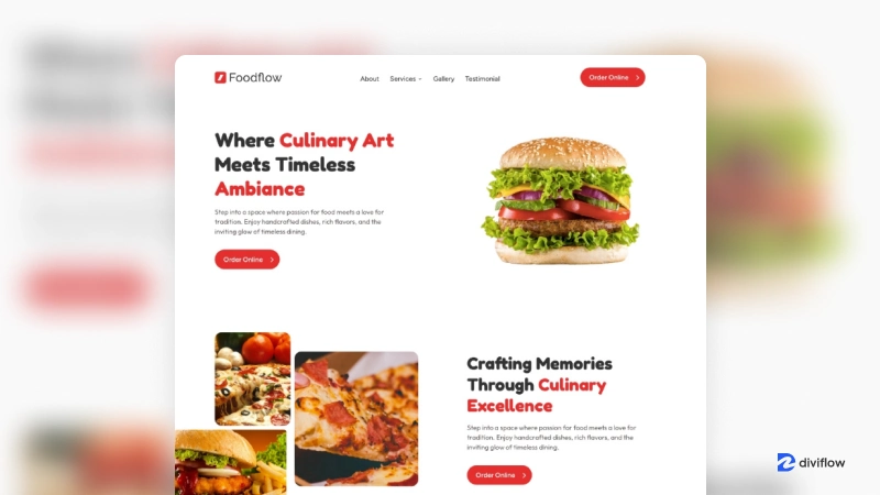 Food Flow - Divi 5 Restaurant Cafe Website Layout
