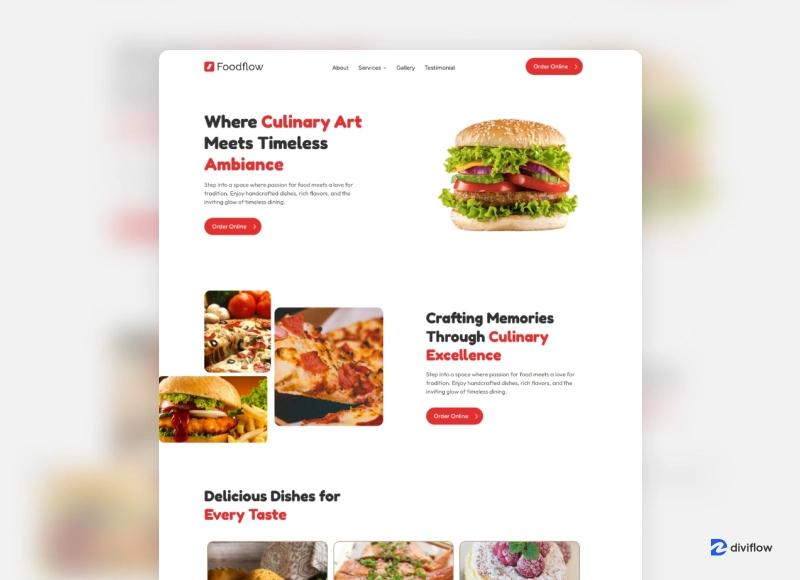 Food Flow – Restaurant Cafe Divi 5 Layout