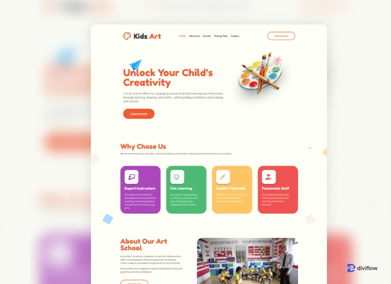 Kids Art Educational Website Layout Kids Art Divi Layout