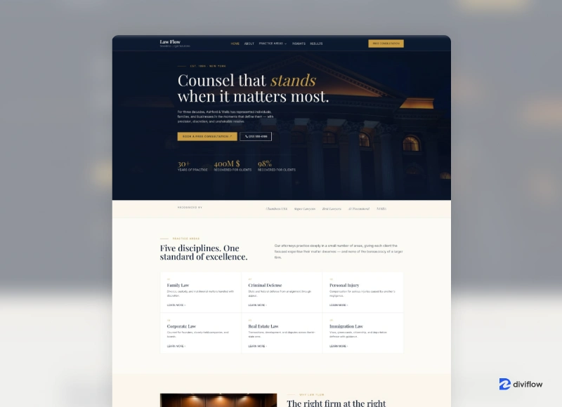 Law Flow - Divi 5 Law Firm Website Layout Pack