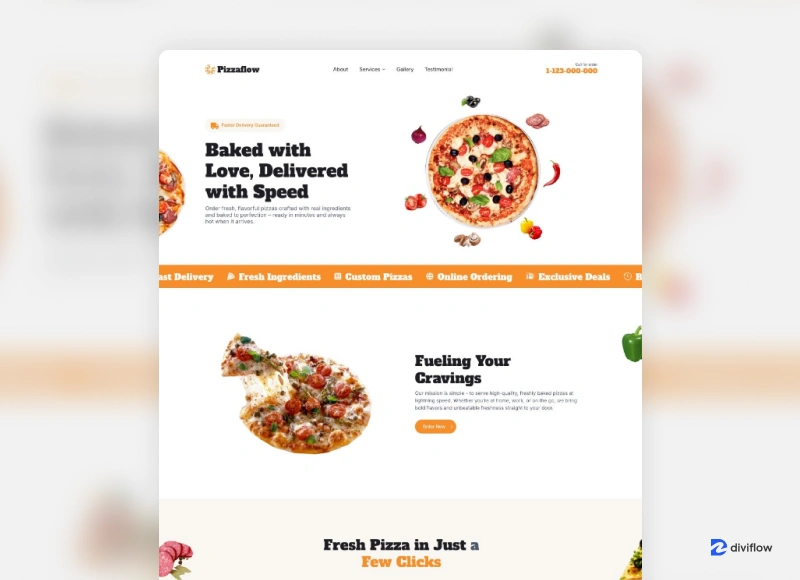Pizza Flow – Restaurant Divi 5 Layout